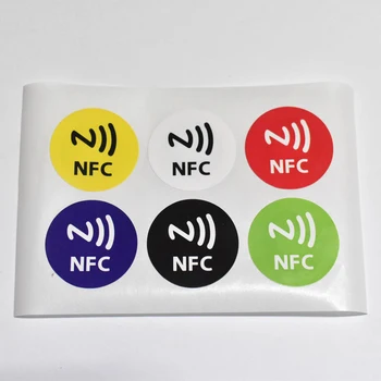 6 бр./лот NFC 213 тагове за радиочестотна идентификация залепваща етикет, стикер, съвместима с всички продукти на нфц, с диаметър 30 мм