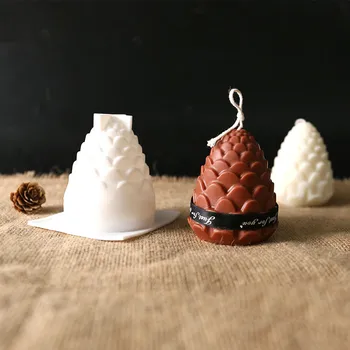3D Коледна Борова Шишарка Силиконова Форма За Свещи САМ Формата За Производство на Свещи, Ръчно изработени 3D Форма За Печене на Торта От Смола Шоколадов Сапун Мухъл