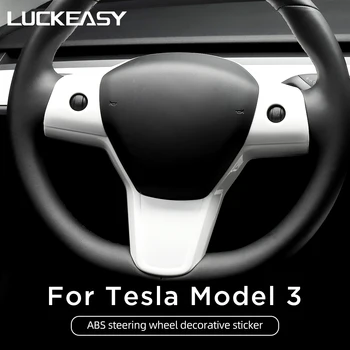 Тампон Върху Волана За Tesla Mdoel 3 Model Y 2022 Аксесоари За Интериора На Колата Abs Тампон На Волана, Изработени От Въглеродни Влакна И Напълно Покрит С