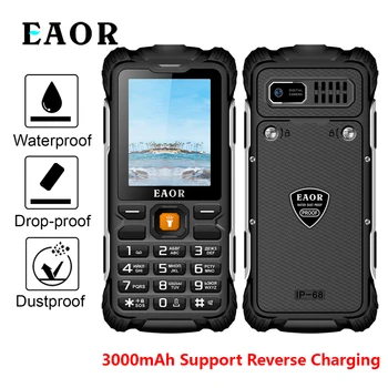 EAOR 2G Здрав телефон IP68 защитен от вода и прах, с две SIM-карти, Бутон телефон, 3000 mah, в подкрепа на обратната зареждане
