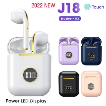 Нова Актуализация J18 TWS Bluetooth 5,1 Безжични Слушалки от висок клас Стереомикрофон с Зарядно калъф за iOS и Android PK i90000