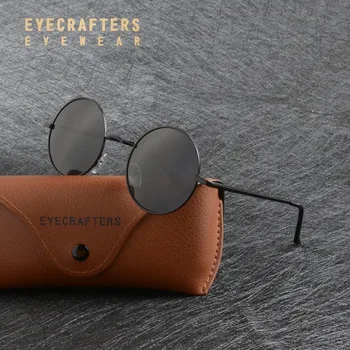 Eyecrafters Steampunk Кръгли Поляризирани Слънчеви Очила, Мъжки, Женски Анти-UV Метална Дограма за Ретро Vintage Слънчеви Очила и Огледало gafas de sol