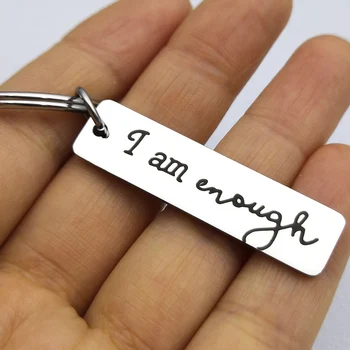 I Am Enough Ключодържател, Подаръци за тийнейджъри, Подарък за Грижи за себе си Мотивационен Подарък за Любовта към себе Си е Вдъхновяваща Ключодържател
