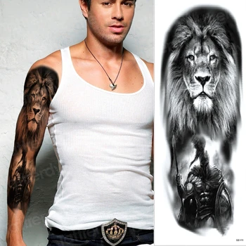 временна татуировка стикер голяма ръка ръкав татуировка водоустойчив тигър главата на лъв татуировки нарукавник секси етикети за боди-арт за голям размер