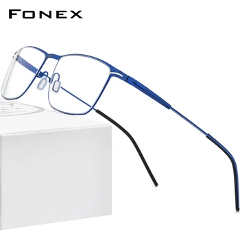 FONEX Рамки За Очила От Сплав Мъжки Квадратна Късогледство Рецепта Оптични Очила 2020 Нови Метални Напълно Корейски Безвинтовые Очила F1009