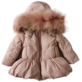 Зимни палта за момичета, Детски зимно яке, Индивидуален дизайн, Топли дебели палта с пера, на възраст от 18 м-12 години