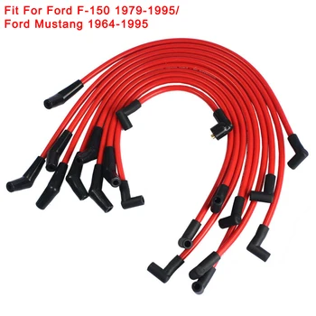 Червен 10,5 мм, Комплект кабели за състезателни свещи за Форд 5.0 5.8 L L SB SBF 302 За Ford F-150 1979-1995 за Ford Mustang 1964-1995