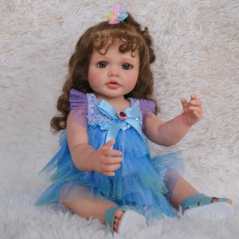 55 СМ, Ръчно Рисувани Цялото Тяло Възстановената Момиче Кукла Бети с Видими Венами Реалистична 3D Укорененная Кожа с Дълга Коса Художествена Кукла
