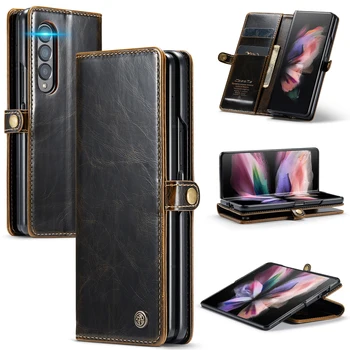 Пълна Защита за Бизнес Кожен Калъф за Samsung Galaxy Z Fold3 Fold 4 Fold4 Fold 3 5G Zfold4 Джоб за Карти, джоб За Мобилен Телефон