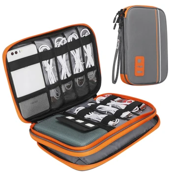 Двупластова е-чанта-Органайзер Acoki, Пътна чанта за джаджи с USB кабел, SD карта, твърд диск, Power Bank, I Pad Mini