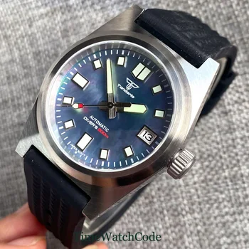 Tandorio Diver Автоматично Мъжки часовник 38 мм NH35 200 м Водоустойчив AR Покритие Сапфир Стъкло Перлен циферблат във формата на Миди