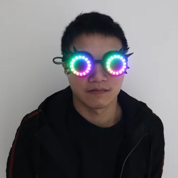 Пълноцветен led очила Пикселова Лазерни Очила с накладки Интензивни цветни 350 Режими Rave EDM