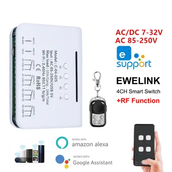 eWeLink 4CH Умен Светлина Начало Безжичен Wifi Модул Ключ DC 7 32 В 85-250 В RF 433 Mhz Приемник Реле Google Home Алекса Съвместим