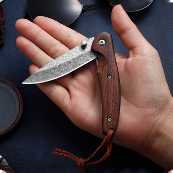 Damacus Модел Сгъваем Нож 5Cr15 Висока Твърдост Оцеляване Джобен Нож Открит Самозащита EDC Мулти Инструменти