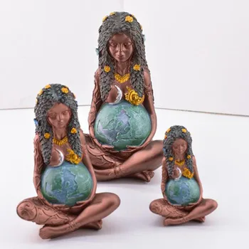 Смола Земята е Майка, Бременна Жена Статуя на Богинята Занаяти Изкуство Миниатюрна Фигурка за Офис масата Украса Начало Декор